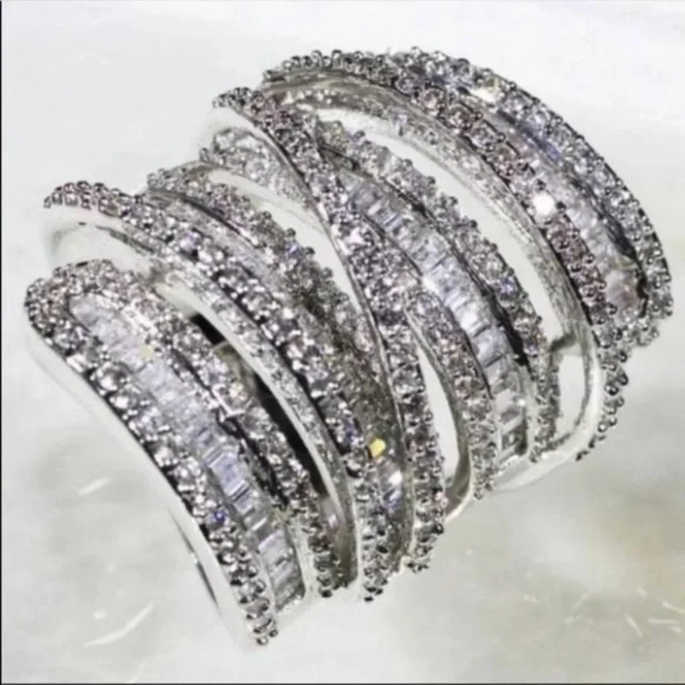 NEW 6.4 CT 925 STERLING SILVER DIAMOND RING, CUTE RING, SHINY RING. - Picture 3 of 5